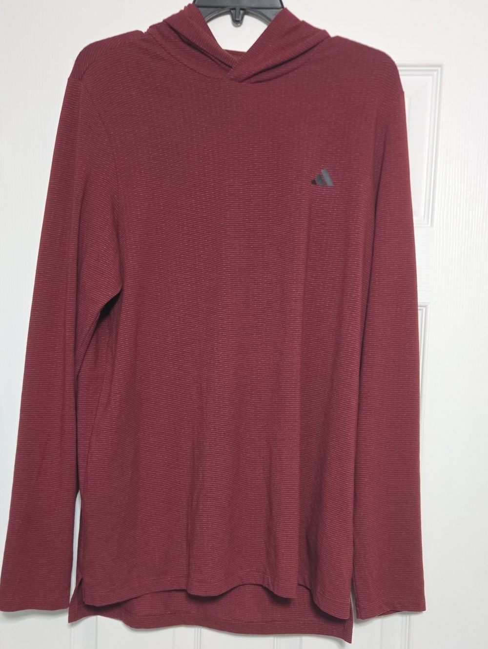 Men's Adidas Maroon Hooded Long-Sleeve Shirt